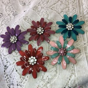 Ashley Francesca enamel and Rhinestone brooch lot